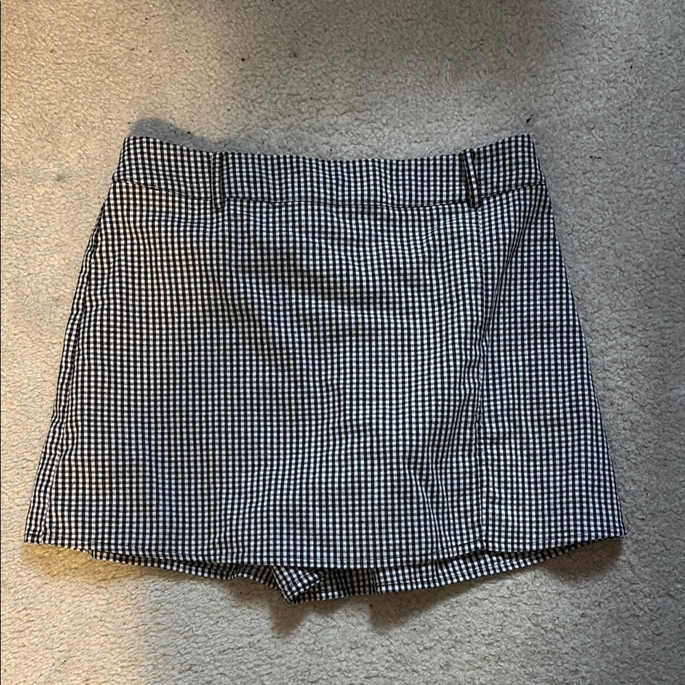 Women's Black and White Checkered Shorts
